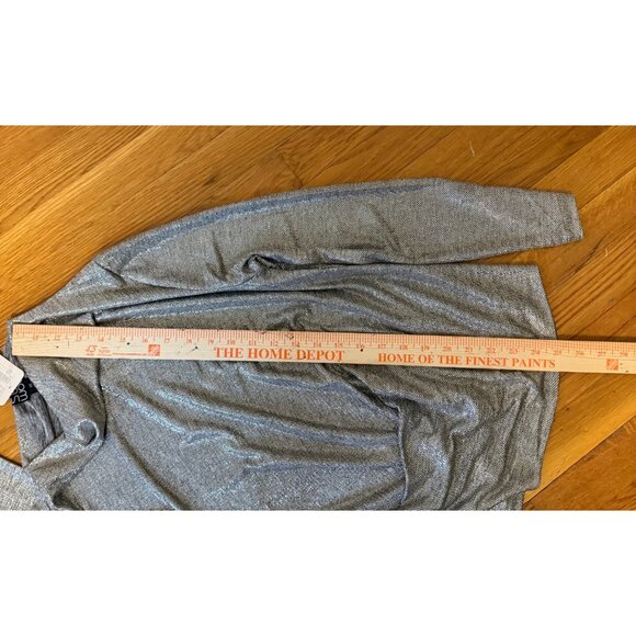 Clara Sun Woo Silver Glitter Metallic Long Sleeve Side Gathered Top Women's XS N - Picture 11 of 11